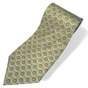 Gianni Versace Silk Tie Gold Medusa Lion Fleur de Lis Pattern Men Luxury